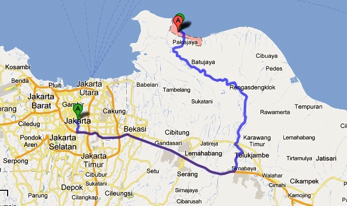 peta rute pantai Tanjung Pakis